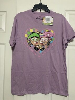 Nickelodeon Lavender Fairly OddParents Cartoon Heart Tee